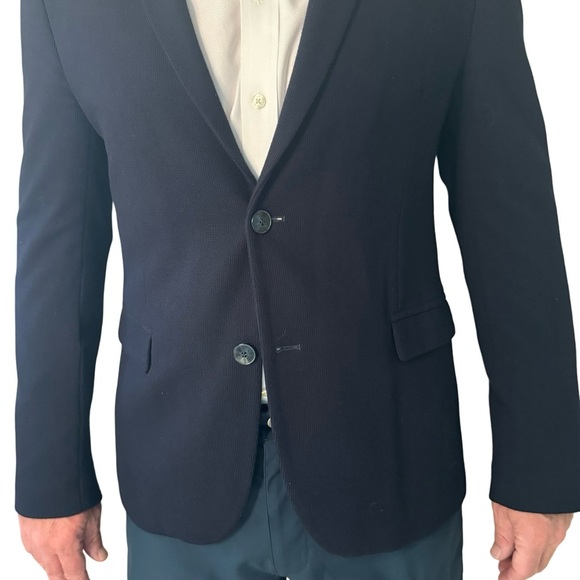 HUGO BOSS Arwido Slim Fit Stretch 2 Button Blazer Dark Blue Knit Size 40R - Picture 9 of 16